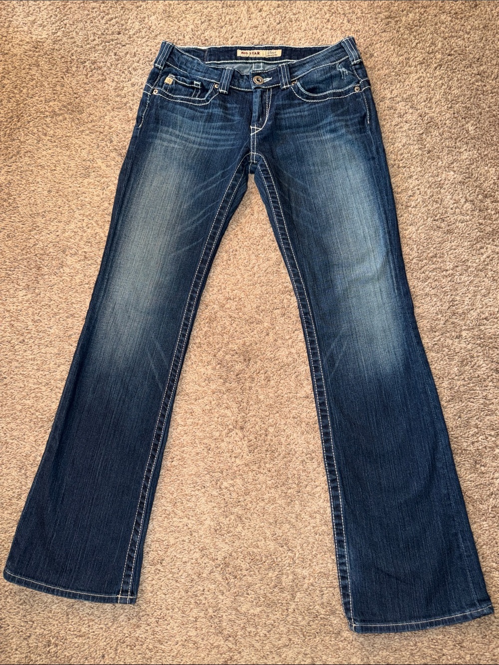 Vintage Big Star SWEET Ultra Low Rise Jeans 27L Y2K Thick Stitch